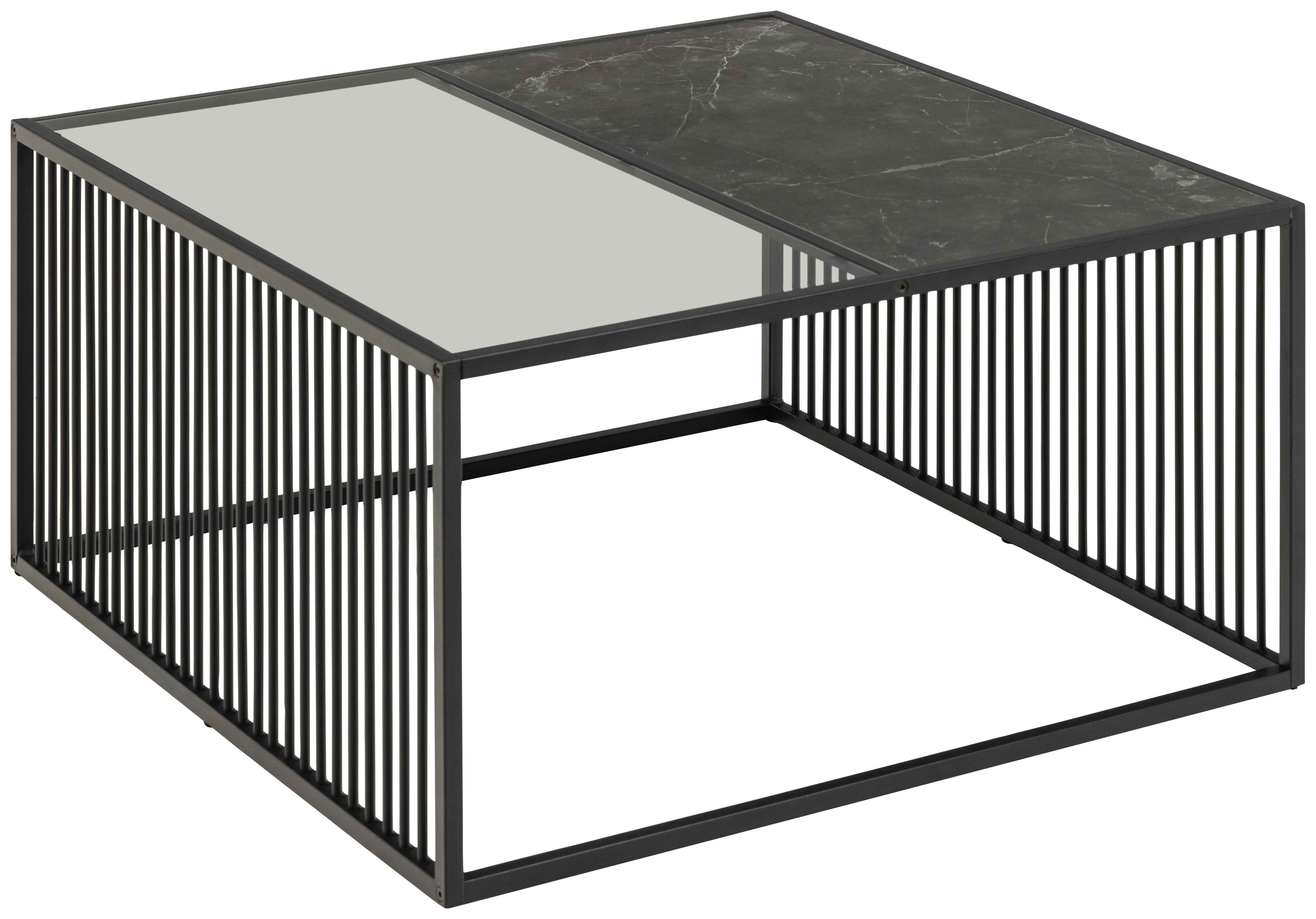 Couchtisch Mit Glasplatte Strington Schwarz - Schwarz, Trend, Glas/Holzwerkstoff (80/80/40cm) - MID.YOU