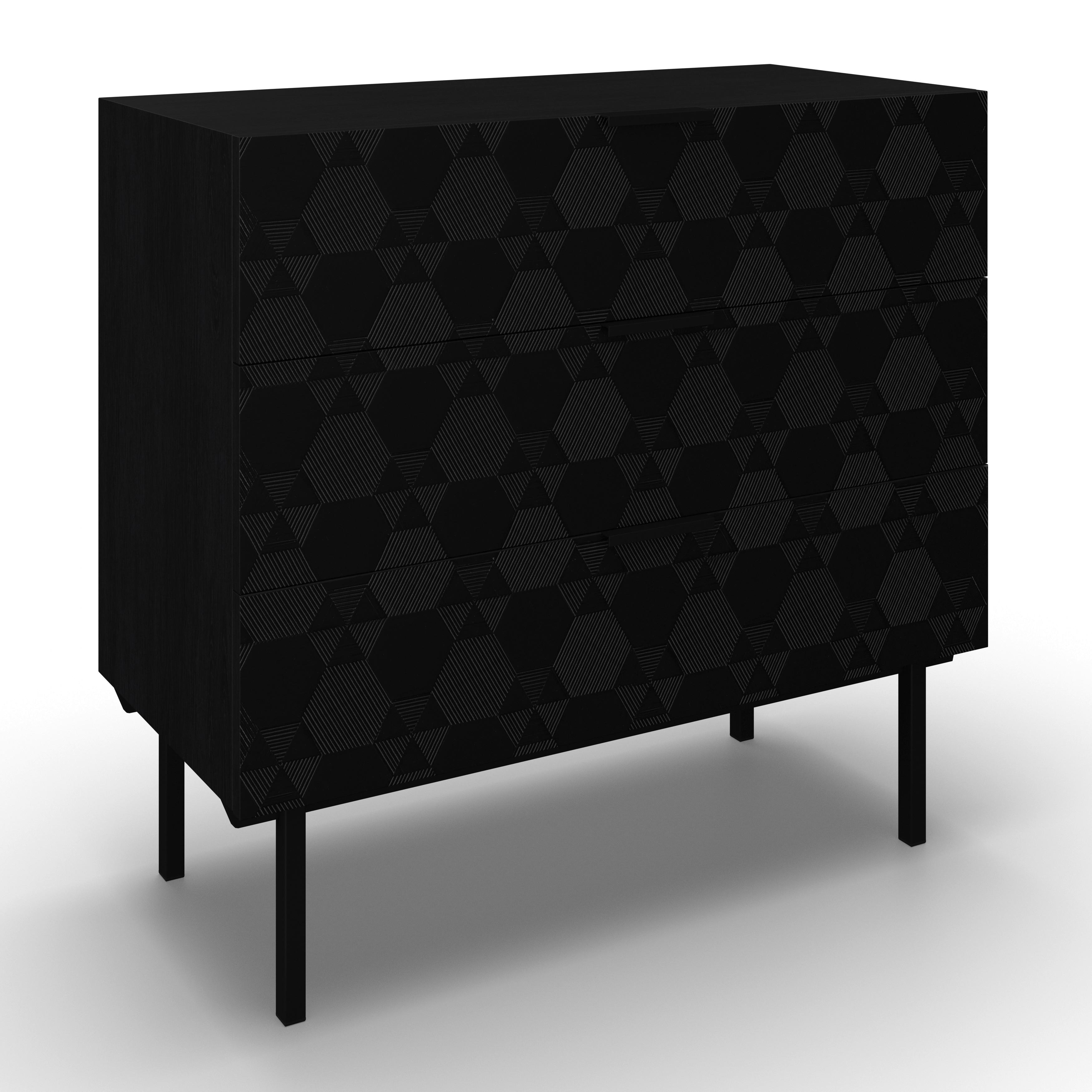 Komoda ROMA - černá, Moderní, kov/dřevo (85/80/40cm) - Bessagi Home