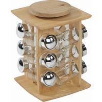 Gewürzregal Holz Gabriella Mit 12 Gläser Bxh: 17,5x23,8 Cm - Silberfarben/Naturfarben, KONVENTIONELL, Glas/Holz (17,5/23,8/17,5cm) - James Wood