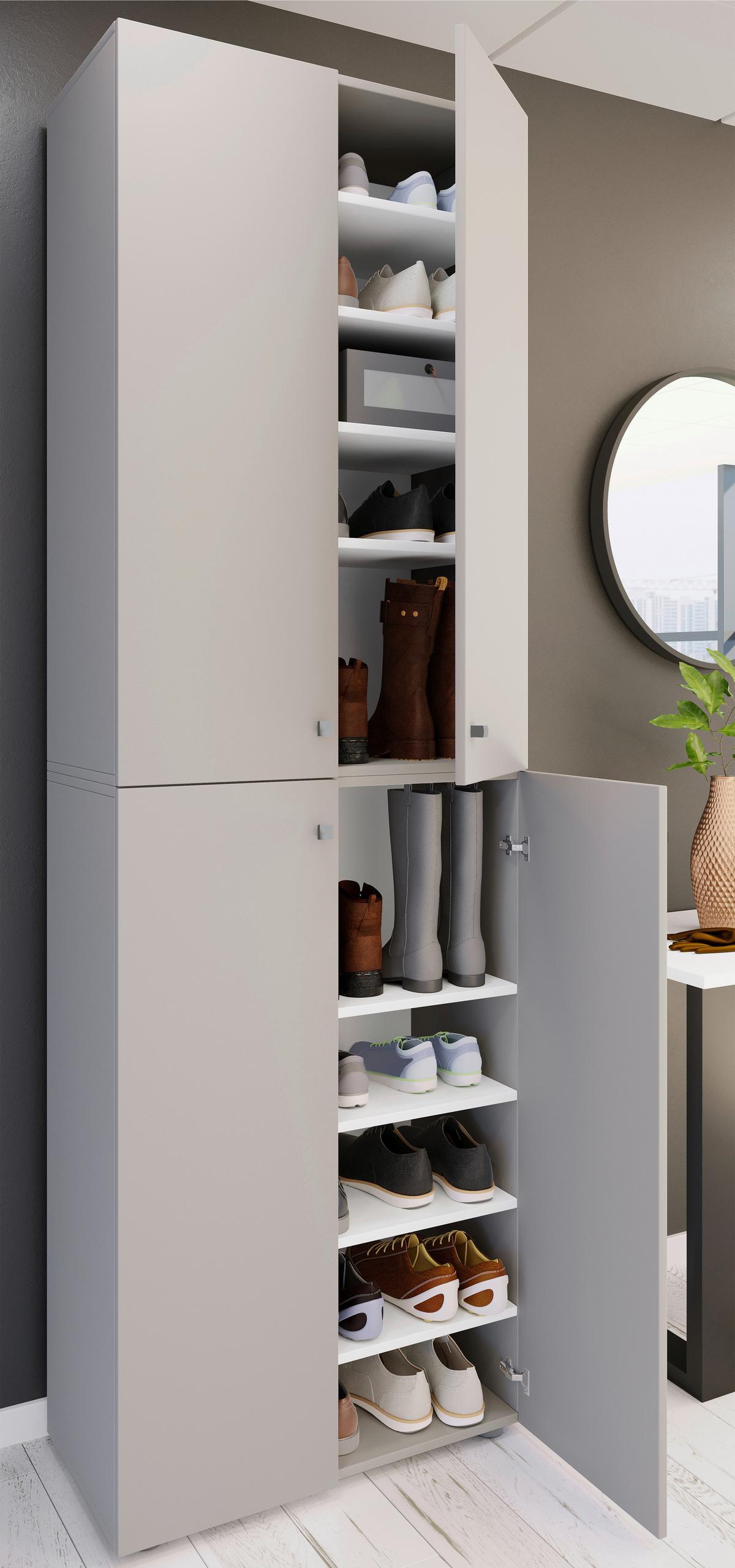 Schuhschrank Lona Grau B: 70 cm - Schwarz/Grau, Design, Holzwerkstoff (70/220/40cm) - MID.YOU