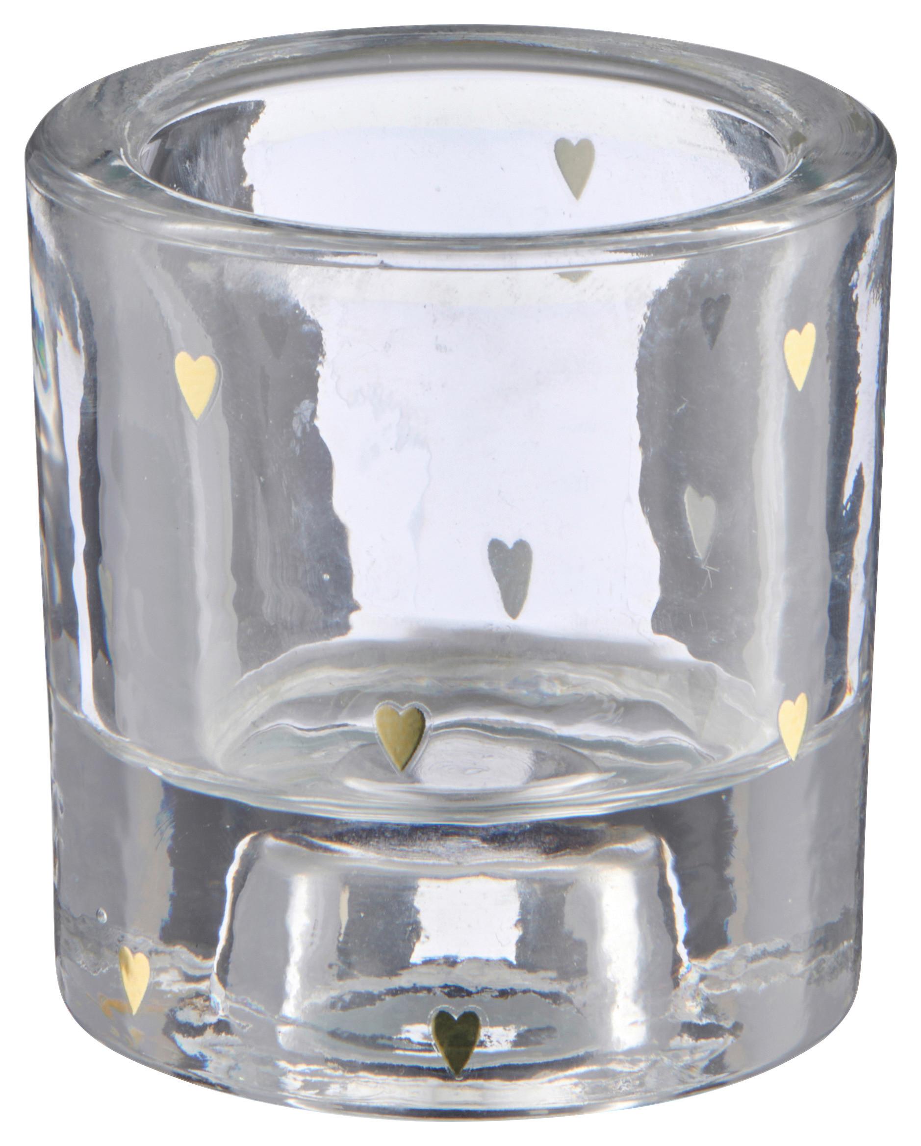 čajová sviečka HERZ I - čiré/barvy zlata, Basics, sklo (6/6,5cm) - Mömax