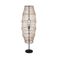 Stehleuchte Hive Naturfarben Schwarz D: 38 cm - Schwarz/Naturfarben, Natur, Textil/Metall (38/120cm)