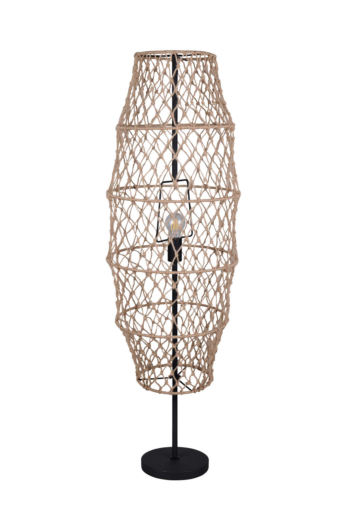 Stehleuchte Hive Naturfarben Schwarz D: 38 cm - Schwarz/Naturfarben, Natur, Textil/Metall (38/120cm)