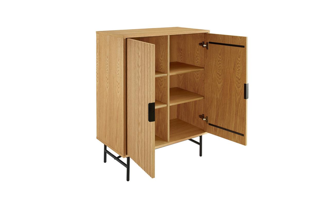 Kommode Schwarz, Eiche Dekor B: 80cm - Eichefarben/Schwarz, Design, Holz/Holzwerkstoff (80/110/40cm) - Livetastic