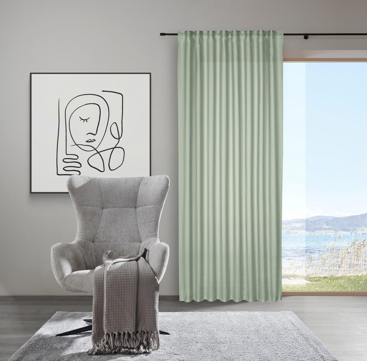 HOTOVÝ ZÁVĚS ELISA -AKT- - zelená, Konvenční, textil (135/255cm) - Mömax