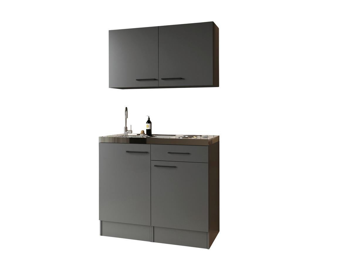 MINIKÜCHE Oliver, Grau B: 100 cm - Grau, Trend, Holzwerkstoff (100cm) - Respekta