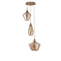 Hängeleuchte Mia H: 150 cm 3-Flammig - Champagner/Messingfarben, Design, Glas/Metall (51/150cm)