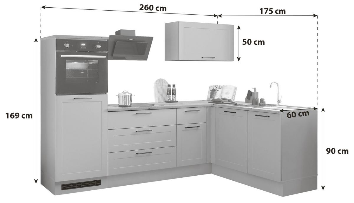 Eckküche Marseille Grün/eiche Dekor S: 260x175 Cm - Eiche Artisan/Grün, Design, Holzwerkstoff (260/175cm) - MID.YOU