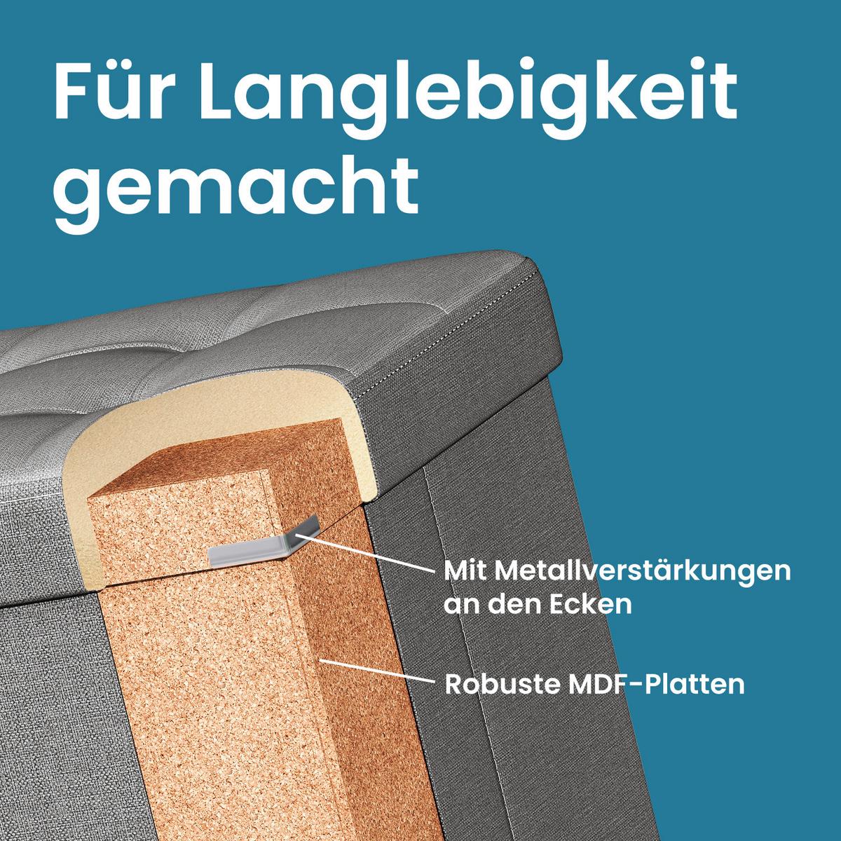 Sitzbox Hellgrau B: 110 cm - Hellgrau, Basics, Holzwerkstoff/Textil (110/38/38cm)