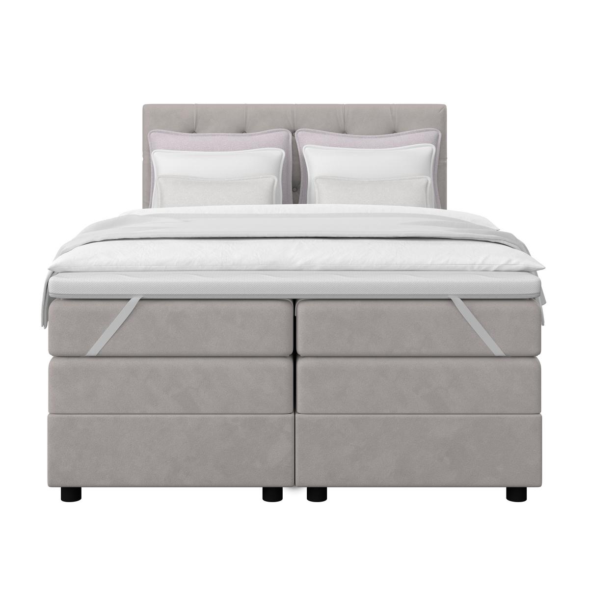 Boxspringbett Elio Silberfarben 140x200 cm H2 - Silberfarben/Schwarz, ROMANTIK / LANDHAUS, Textil (144/121/212cm) - James Wood