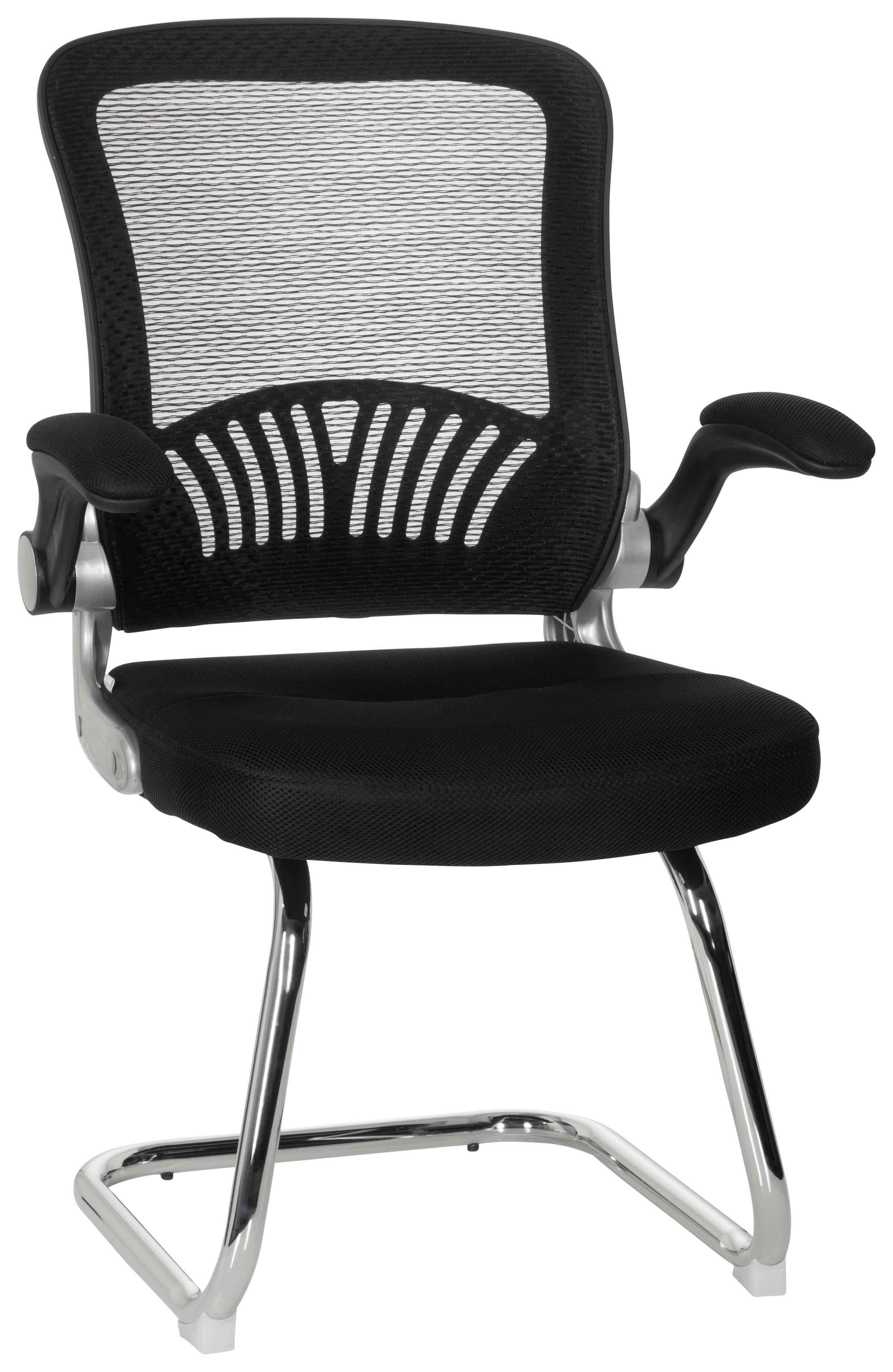 BESUCHERSTUHL FLYER PRO V Schwarz - Chromfarben/Schwarz, MODERN, Textil/Metall (64/103/64cm) - MID.YOU