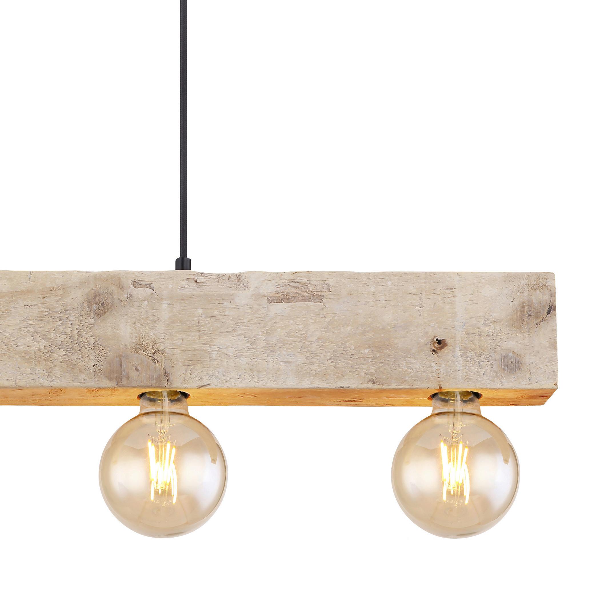 Hängeleuchte Adalie H: 120 cm 4-Flammig - Dunkelbraun/Schwarz, Natur, Holz/Textil (80/6/120cm) - Globo