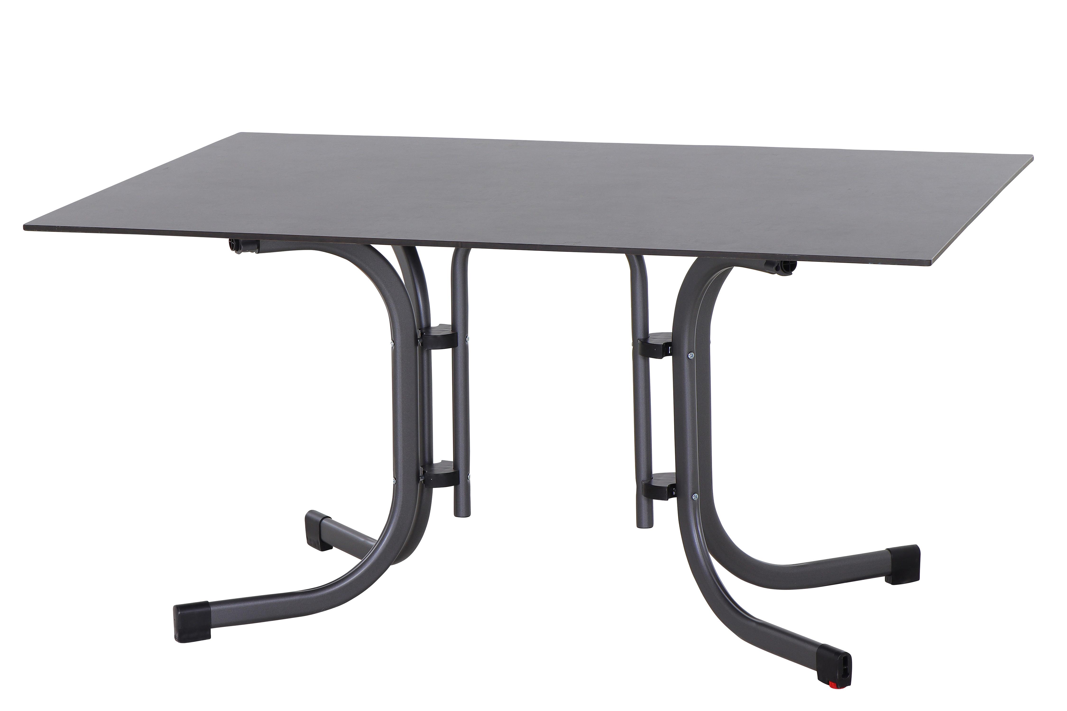 Gartentisch Klappbar Metall /Kunststoff/Holz L 140 cm - Anthrazit, KONVENTIONELL, Holzwerkstoff/Kunststoff (140/90/71cm) - Siena Garden