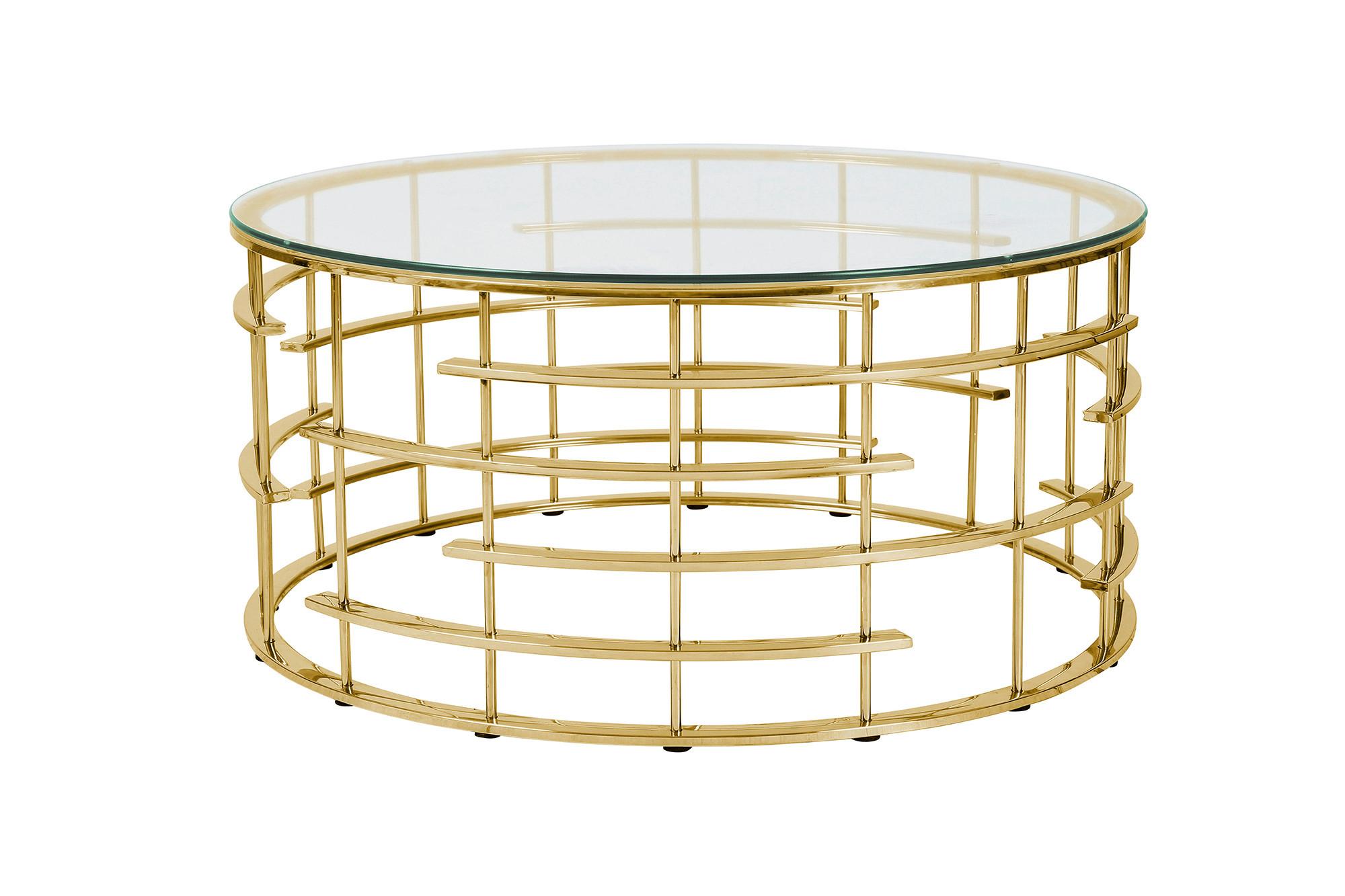 Couchtisch Goldfarben L: 90 cm - Goldfarben, Design, Glas/Metall (90/90/42cm) - Livetastic