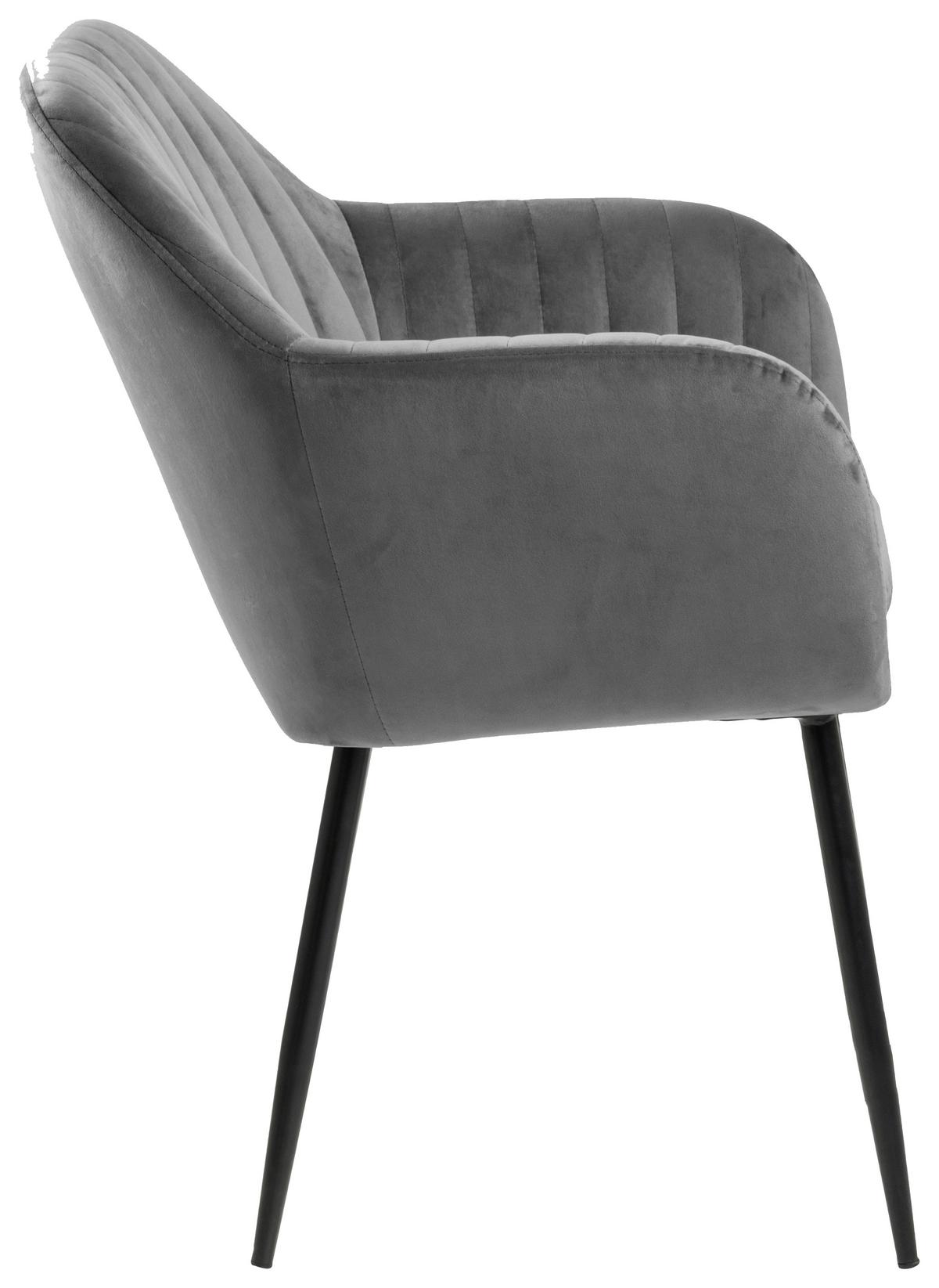 Stolička s podrúčkami EMILIA tmavá sivá - černá/tmavě šedá, Trend, kov/textil (57/83/59cm) - Ambia Home