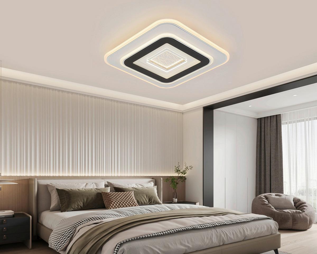 LED-Deckenleuchte Hil - Chromfarben/Schwarz, MODERN, Kunststoff/Metall (35/35/4,2cm) - Luca Bessoni