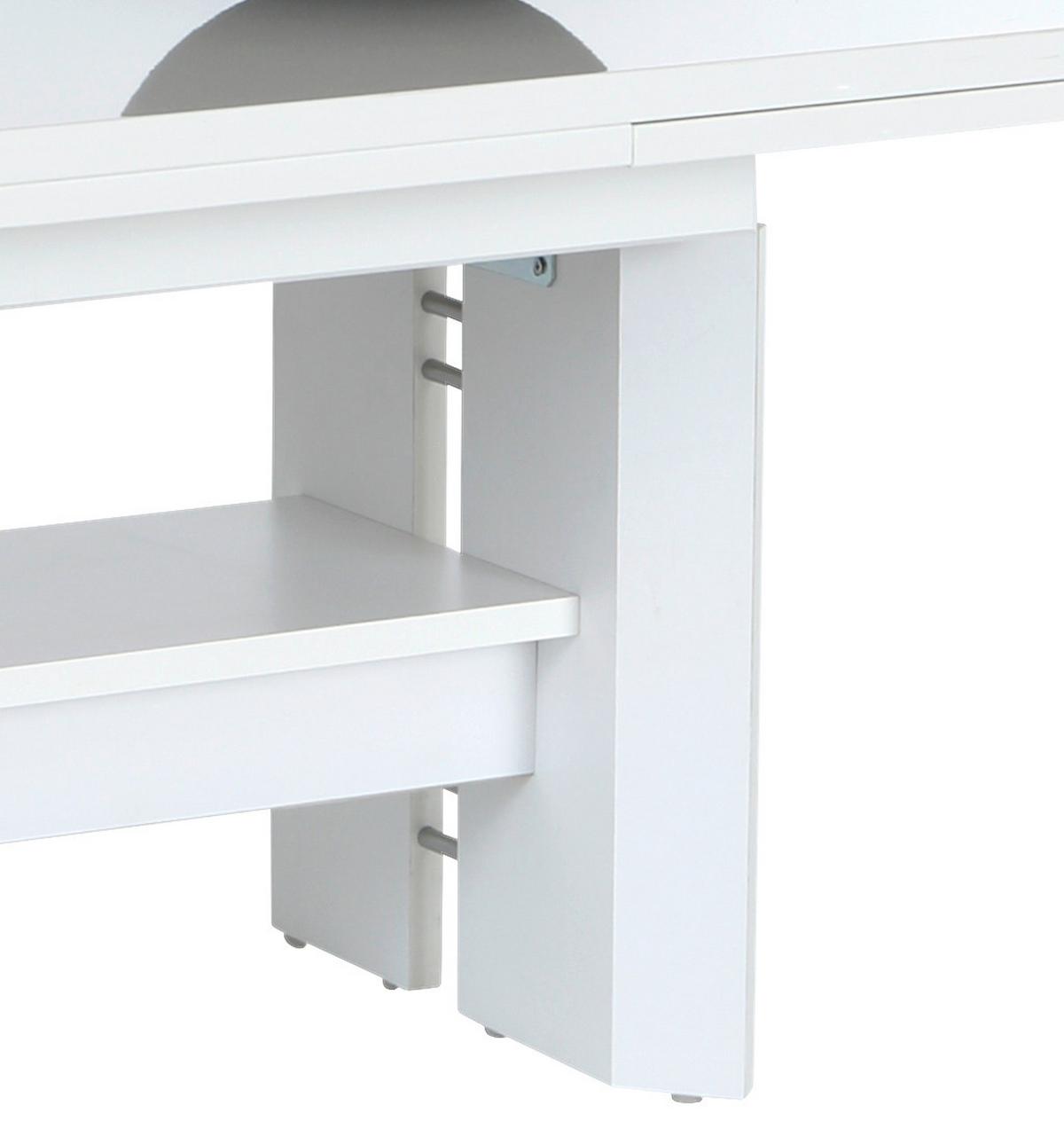 Coutisch Dario Rund Weiß Ausziehbar U. Höhenverstellbar - Weiß, MODERN, Holzwerkstoff (110-180/68/50-60cm) - MID.YOU