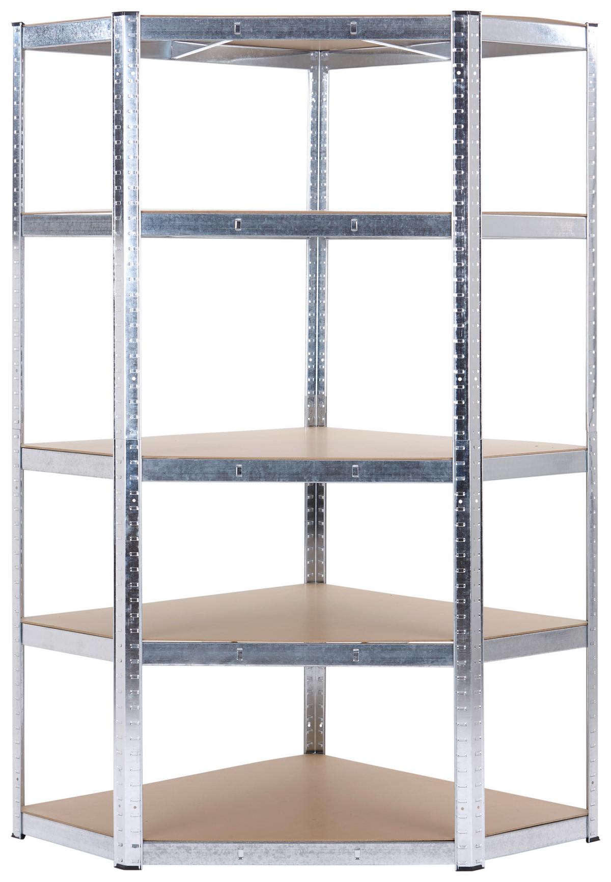 Schwerlastregal aus Stahl BxHxT: 90x180x40 cm Max. 875 Kg - Silberfarben/Naturfarben, MODERN, Holzwerkstoff/Kunststoff (90/180/40cm) - Homezone