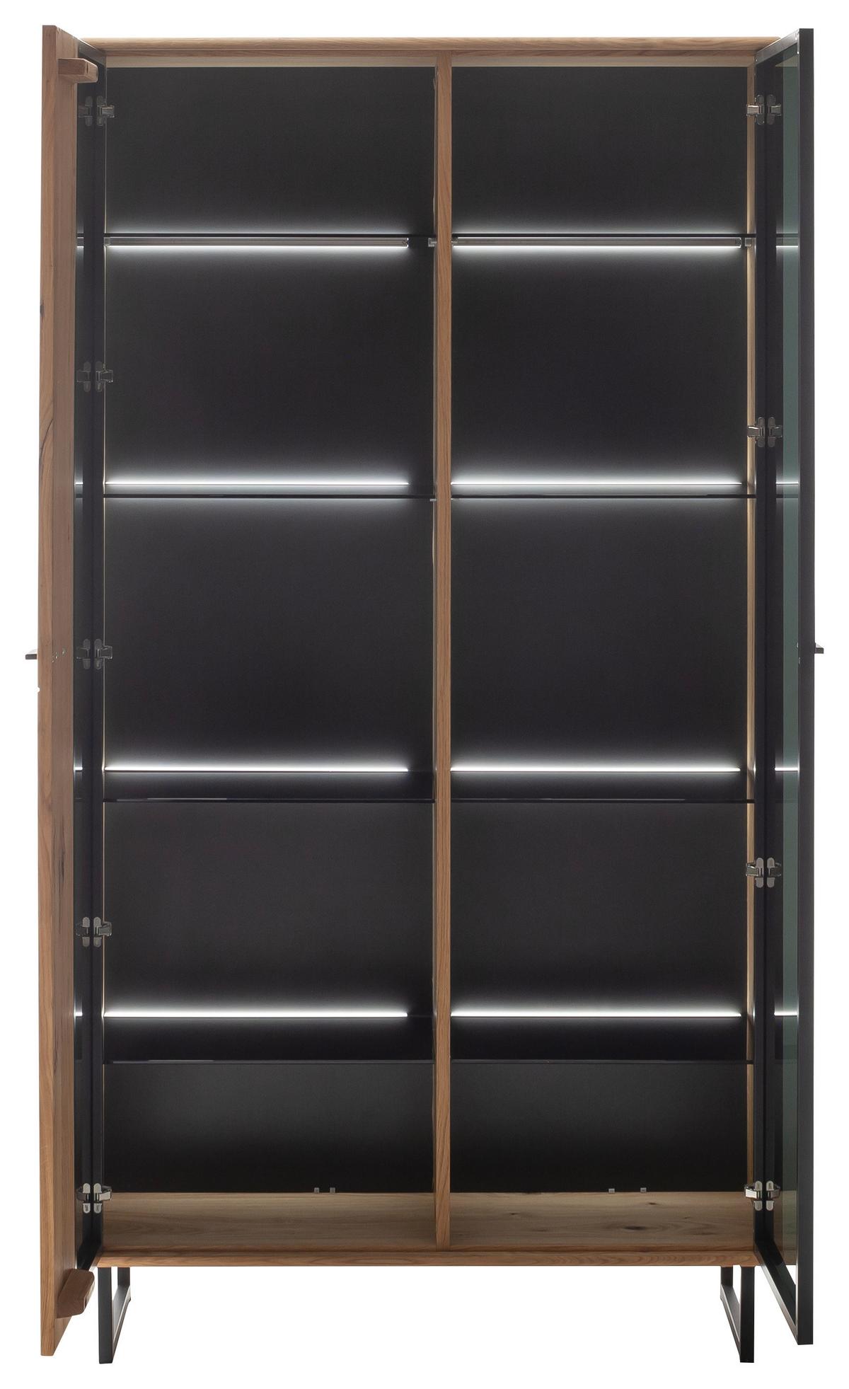 Vitrine Arezzo Wildeiche/Anthrazit B: 100 cm - Wildeiche/Anthrazit, Design, Glas/Holz (100/186/37cm) - MID.YOU