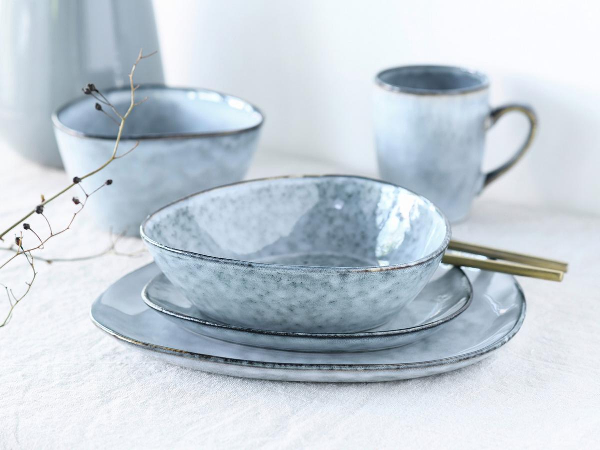 Kombiservice Cloudy Stone 2 Personen Geschirr Set - Grau, Trend, Keramik (34/29,5/36cm) - Creatable