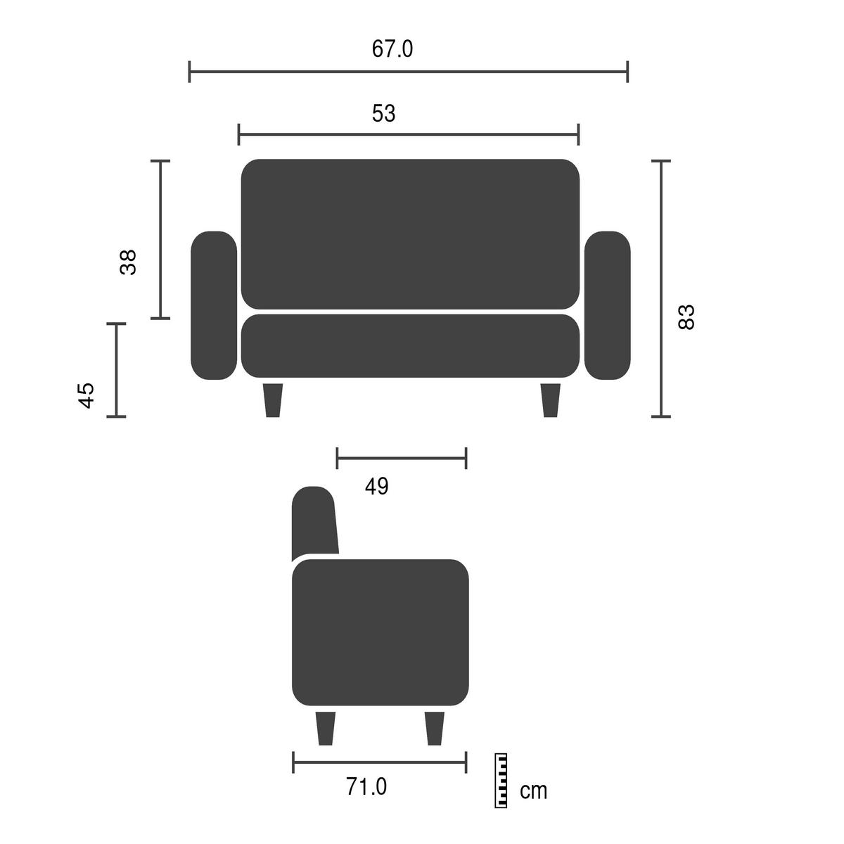 LOUNGESESSEL Aruba Retro Grau B: 67cm - Schwarz/Grau, MODERN, Leder/Kunststoff (67/78/71cm) - MID.YOU