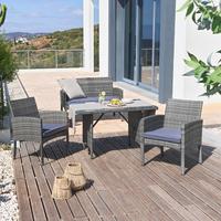 Zahradní sedací souprava MAROKKO - šedá/čiré, Moderní, kov/textil - Modern Living