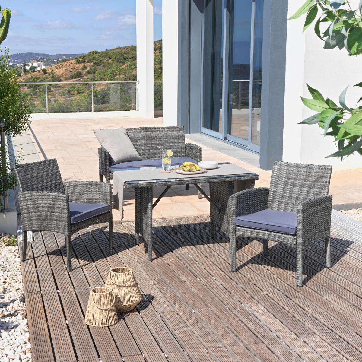 Zahradní sedací souprava MAROKKO - šedá/čiré, Moderní, kov/textil - Modern Living