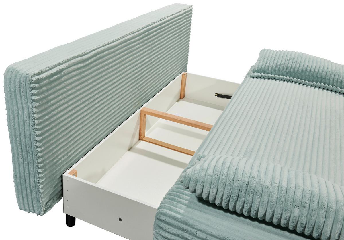 Schlafsofa Sally Pastellgrün B: 211 Cm - Pastellgrün/Schwarz, KONVENTIONELL, Textil (211/96/105cm) - MID.YOU