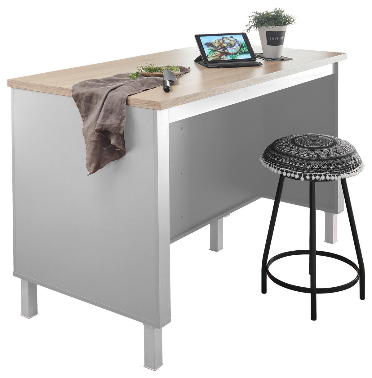 Kücheninsel Bilberry Natur/ Eiche Dekor 138x85x75cm - Weiß/Sonoma Eiche, Design, Holzwerkstoff (138/90/75cm) - MID.YOU