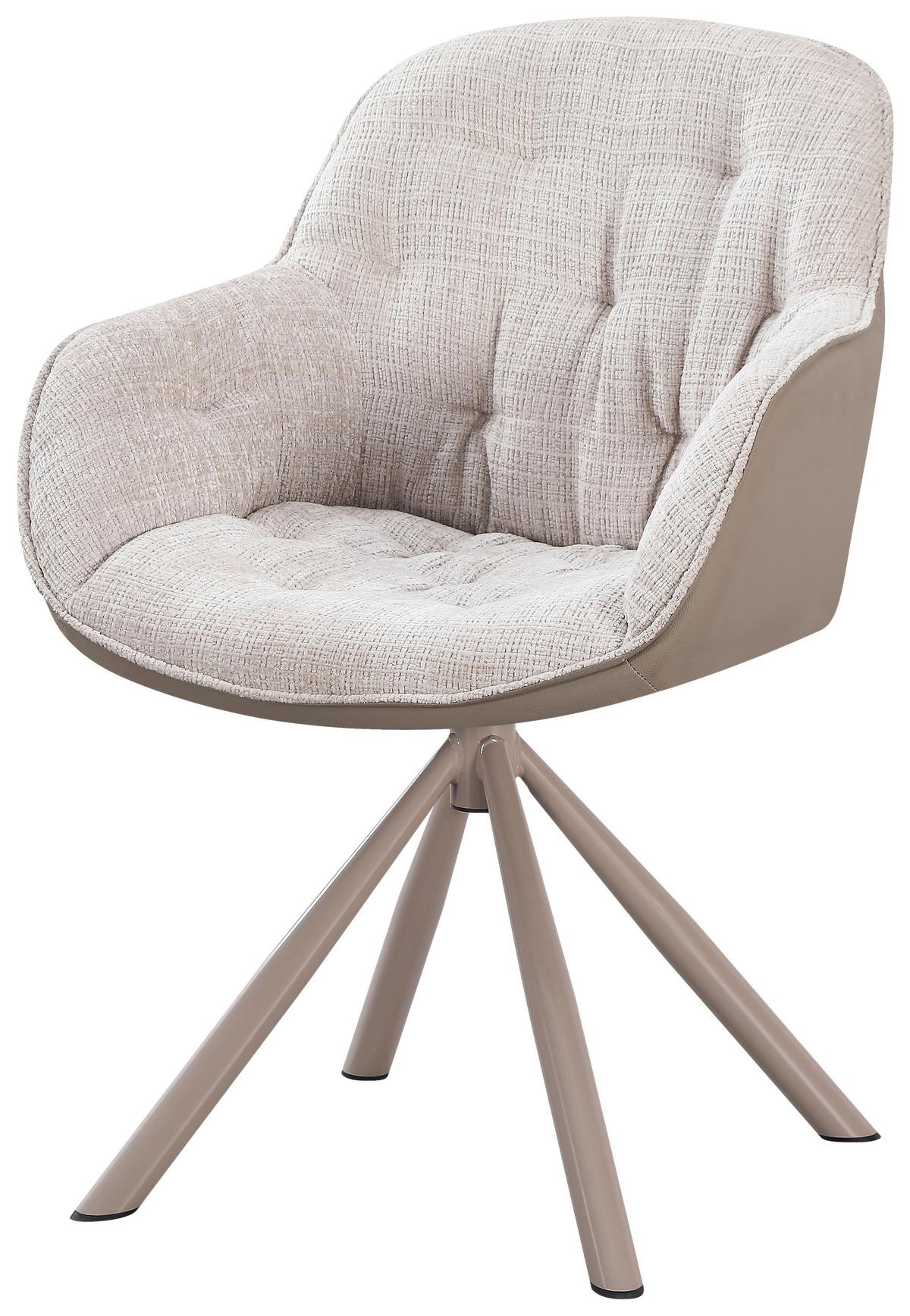 Stolička s podrúčkami Eileen sivá/béžová - sivá/béžová, Modern, kov/textil (62/85/61cm) - Mömax