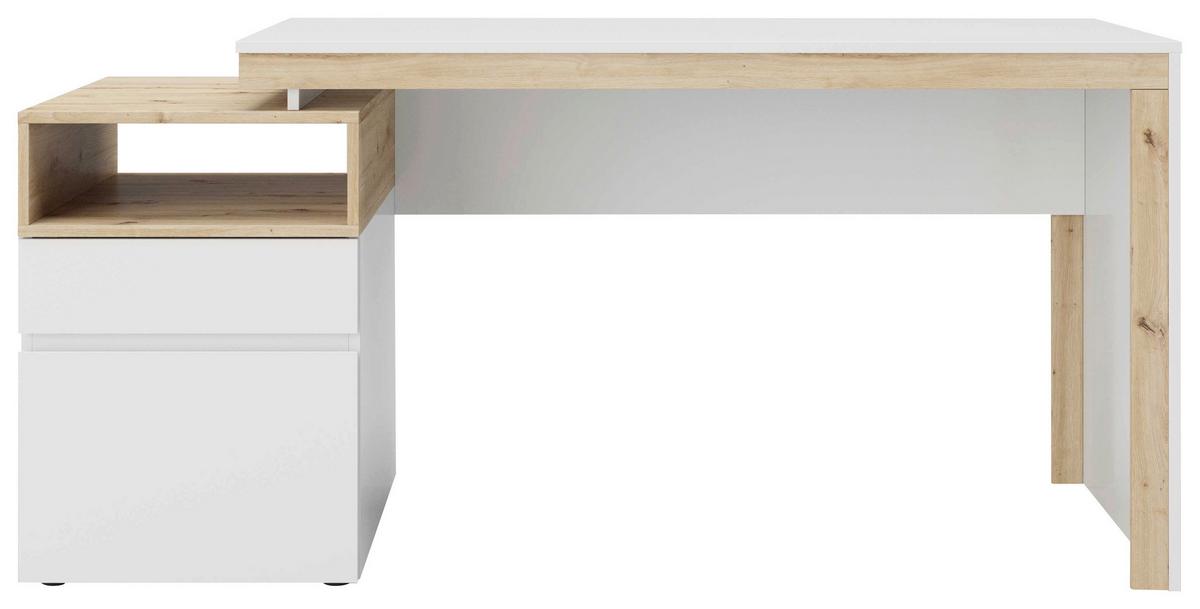 Schreibtisch Santiago - Weiß/Eiche Artisan, MODERN, Holz (160/60/76cm) - MID.YOU