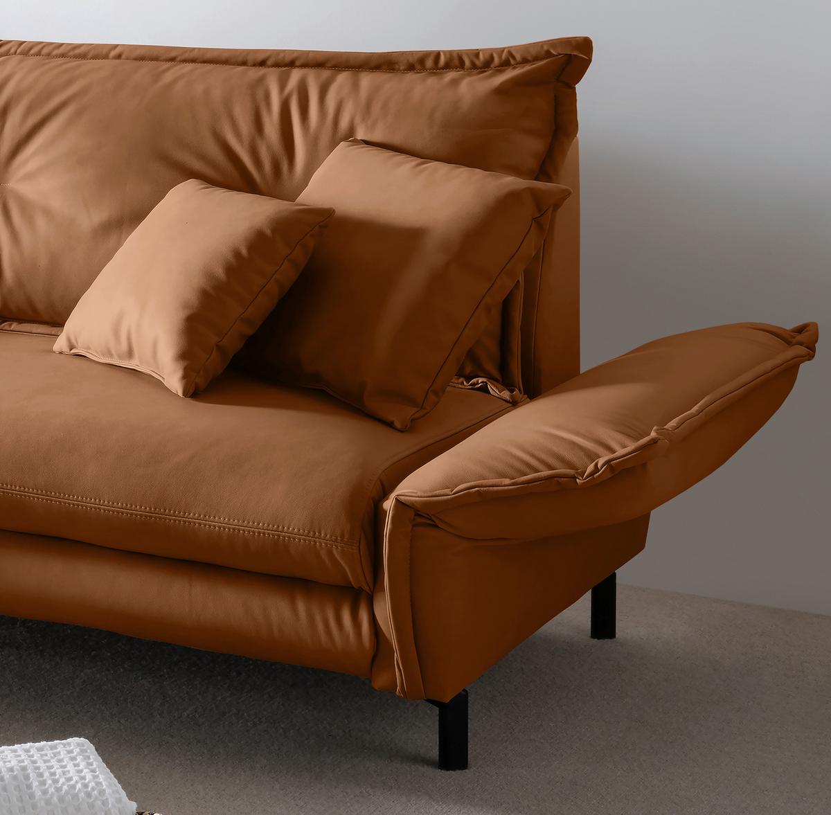 Ecksofa Lava Cognac S: 180x255cm - Cognac/Schwarz, MODERN, Textil (180/255cm) - Livetastic