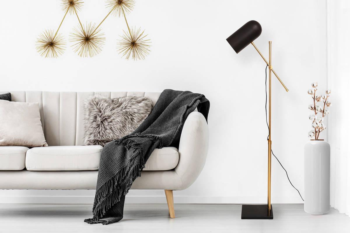 Stehlampe Celeste Braun/ Goldfarben mit Flexarm - Goldfarben/Braun, Trend, Kunststoff/Stein (58/138/18cm) - Kayoom
