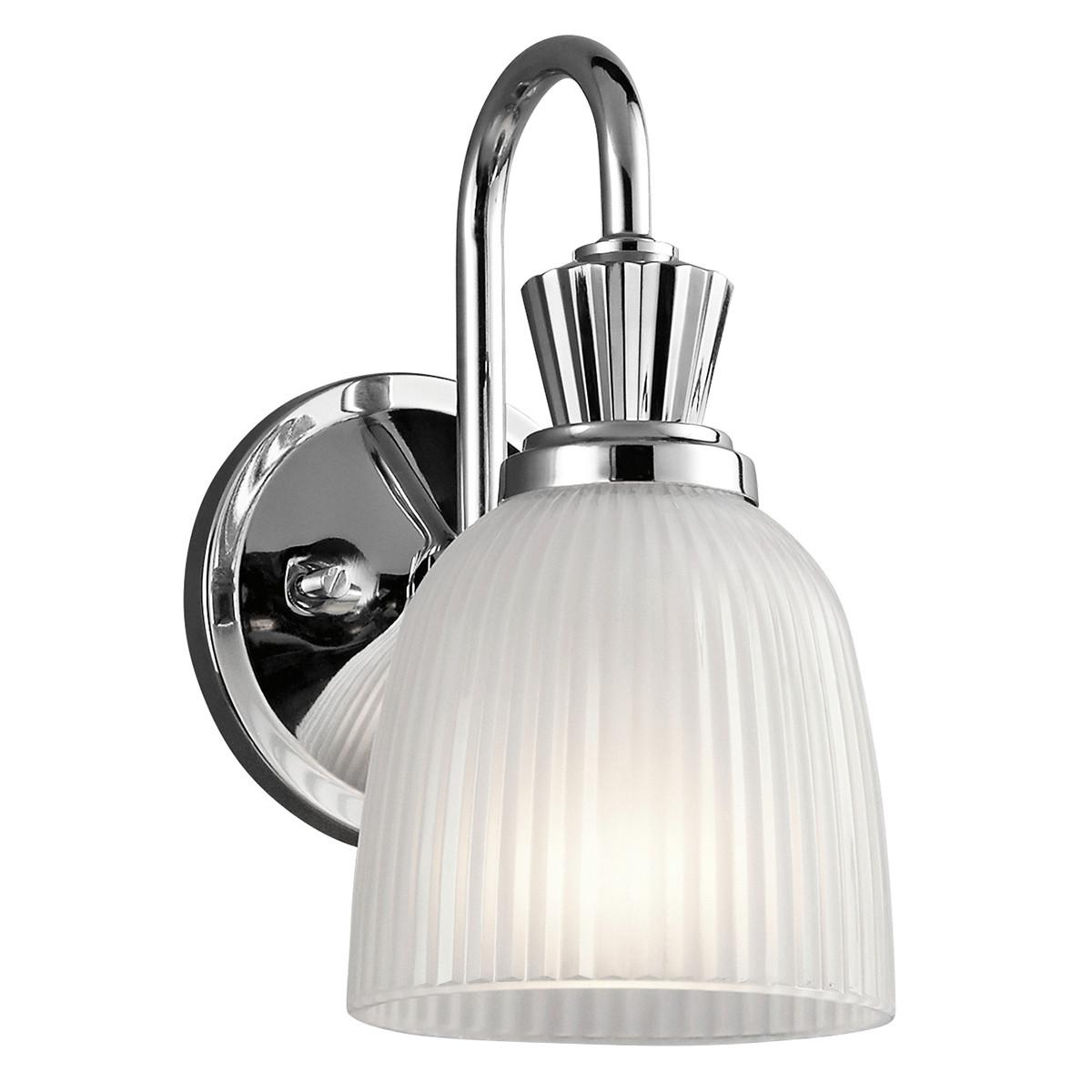 Bad-Wandleuchte Cora1Bath IP44 1-Flammig in Chromfarben - Chromfarben, Design, Glas/Metall (12.7/24.1/17.2cm) - Elstead Lighting