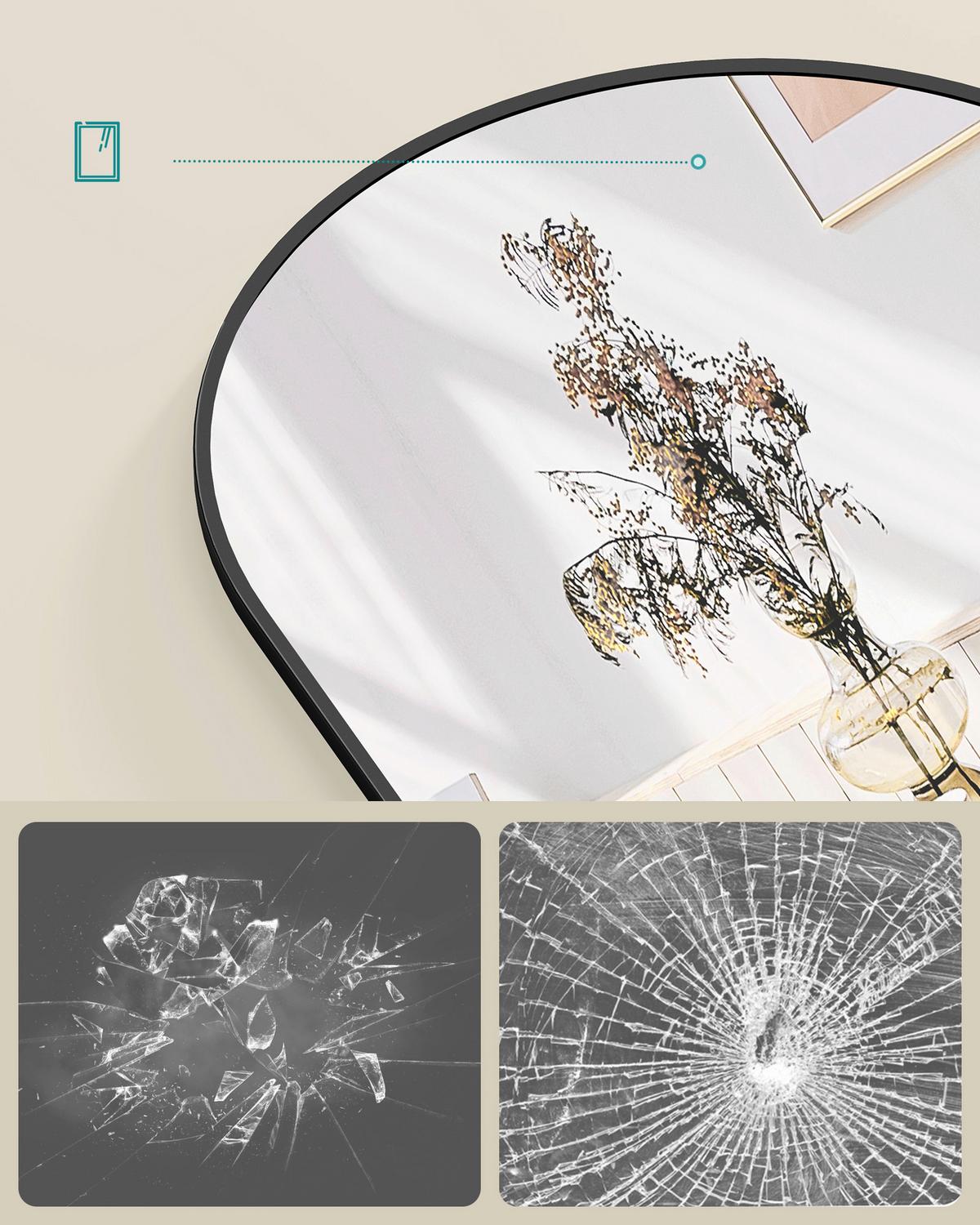 Wandspiegel Schwarz B: 40 cm - Schwarz, Basics, Glas/Metall (40/120/1,3cm)