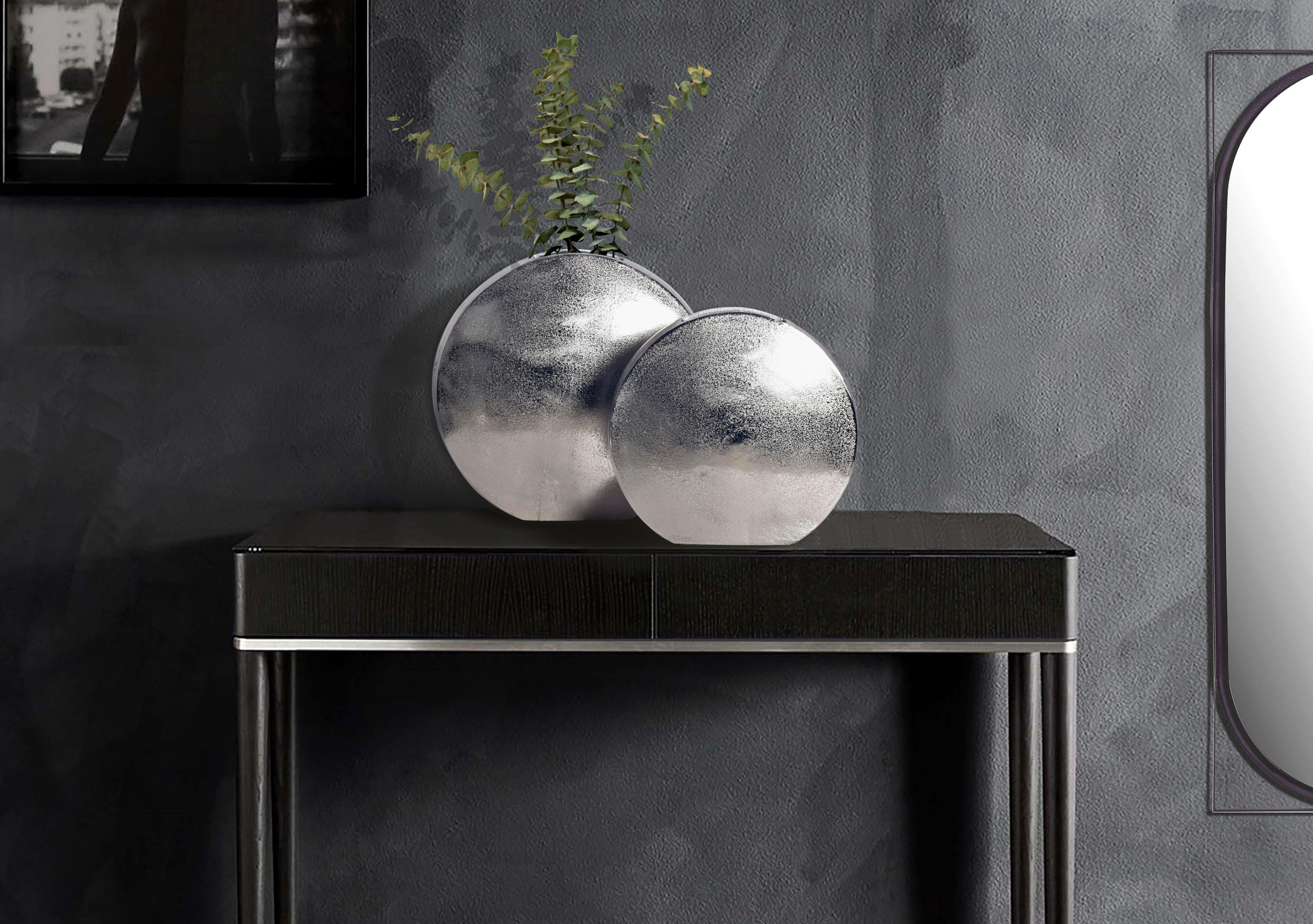 Dekovase 2er Set Silberfarben B: 35 Cm - Silberfarben, Design, Metall (35/34/13,5cm) - Livetastic