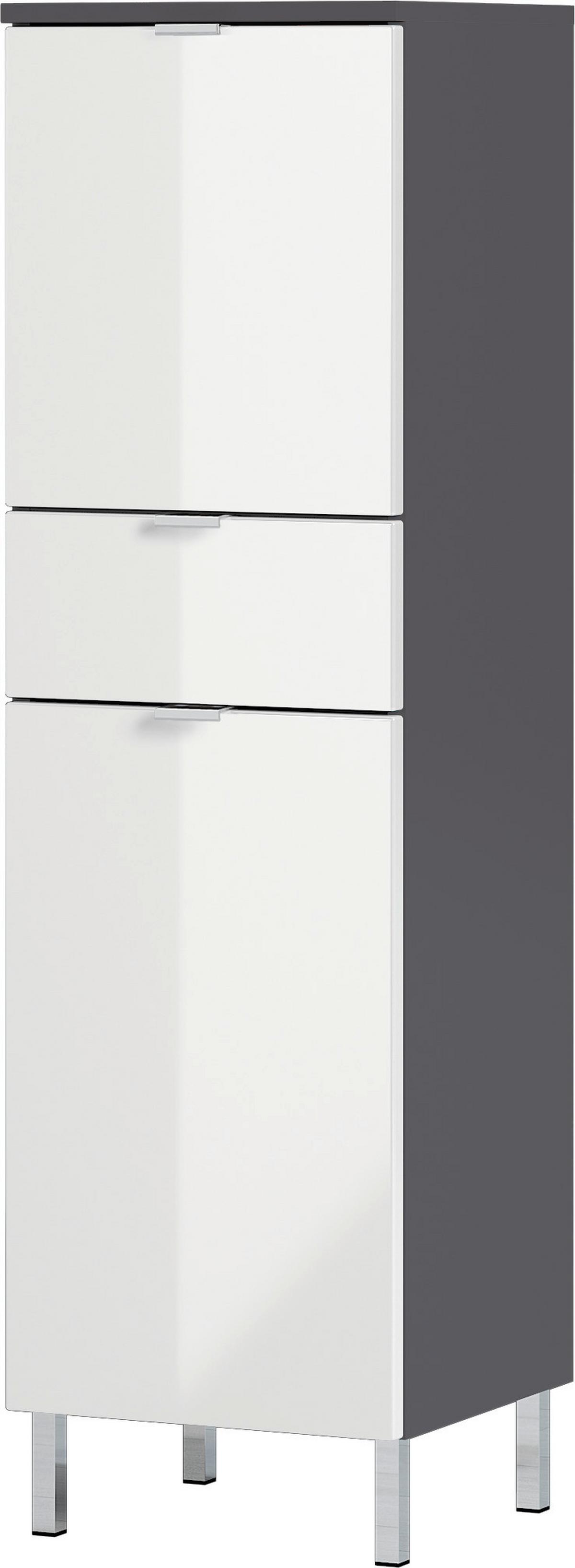 Midischrank Bad BxH 34x120 cm Graphitfarben/ Weiß - Chromfarben/Graphitfarben, KONVENTIONELL, Holzwerkstoff (34/120/34cm) - Germania