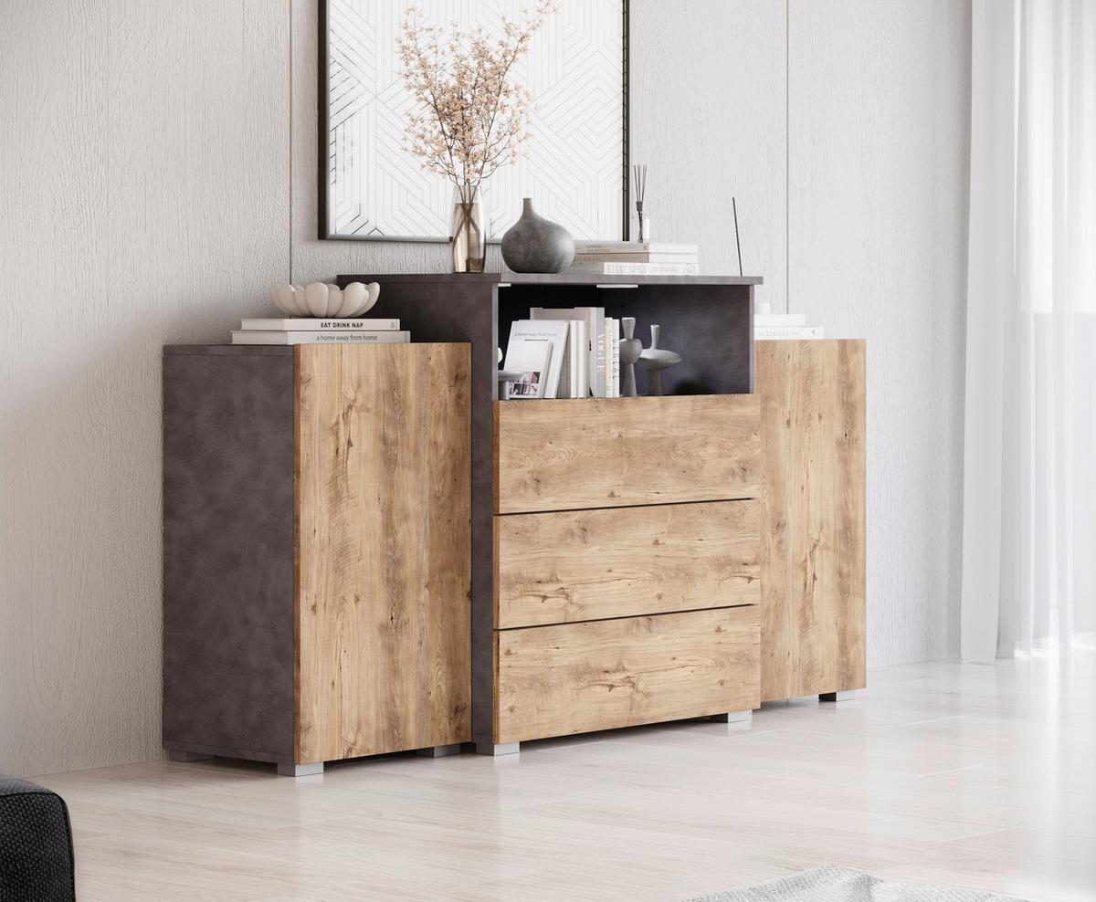 Sideboard Urban 150 Anthrazit,kastanie B: 150 Cm - Kastanieneichefarben/Anthrazit, LIFESTYLE, Holzwerkstoff (150/81/37cm) - P & B