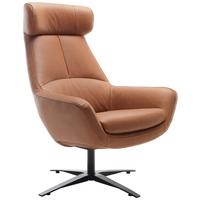 Sessel Be Organic - Cognac/Schwarz, MODERN, Leder (81/112/83cm) - Trendmanufaktur