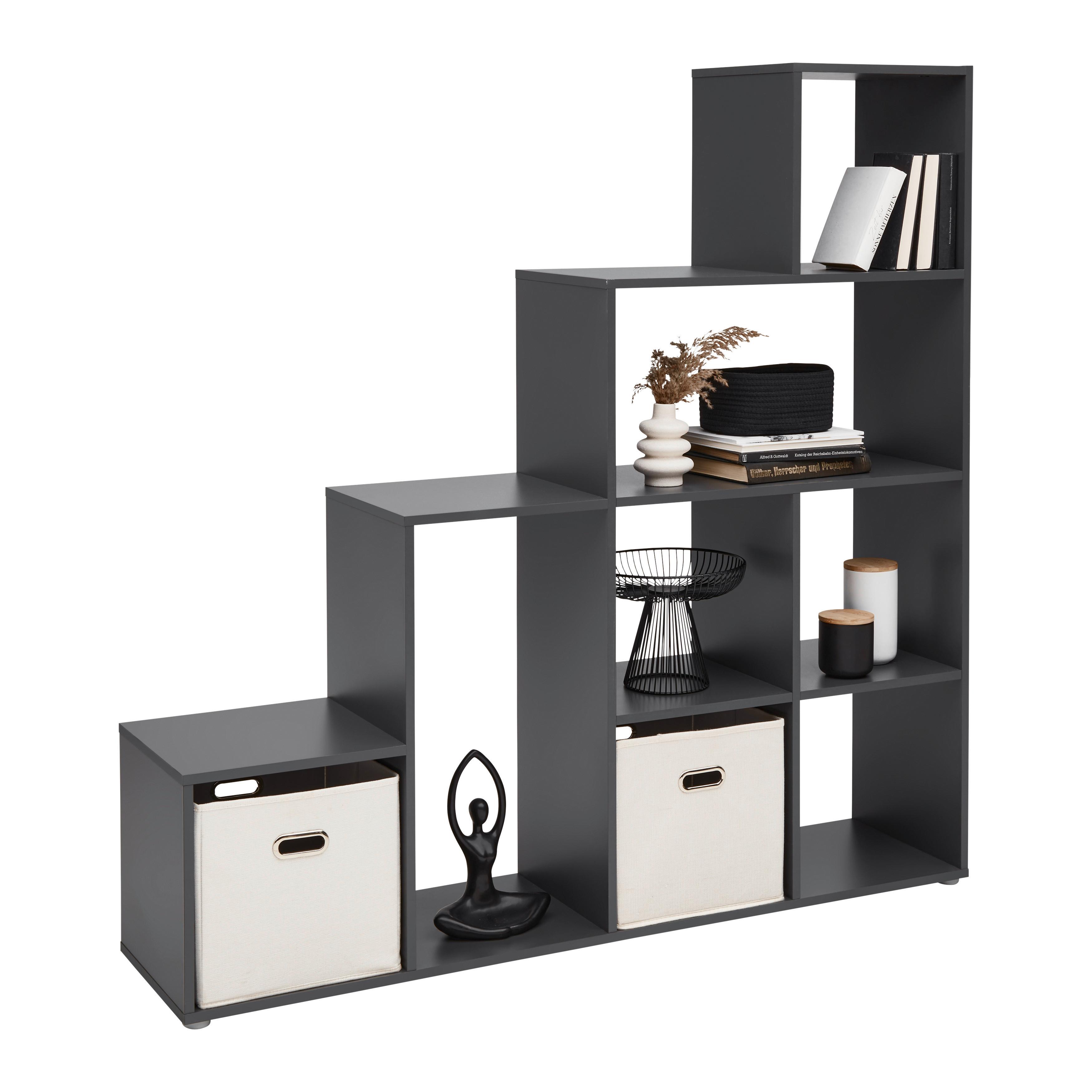 REGÁL CASSA 2 -EXKLUSIV- - antracitová, Konvenční, kompozitní dřevo (148/150/35cm) - Mömax