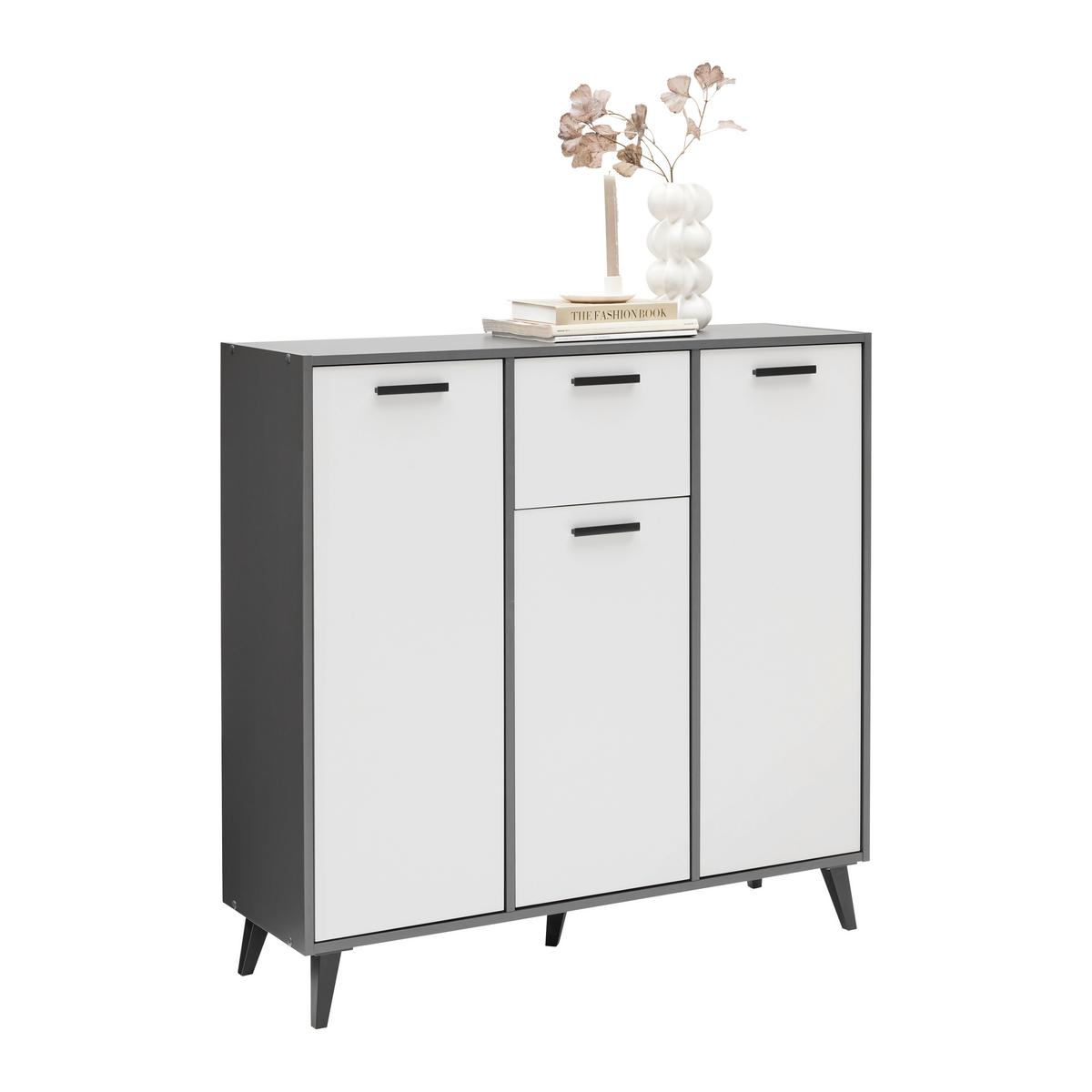 Komoda IBIZA antracit/bílá - černá/kašmírová, Konvenční, kompozitní dřevo/plast (107/92/33cm) - Mömax