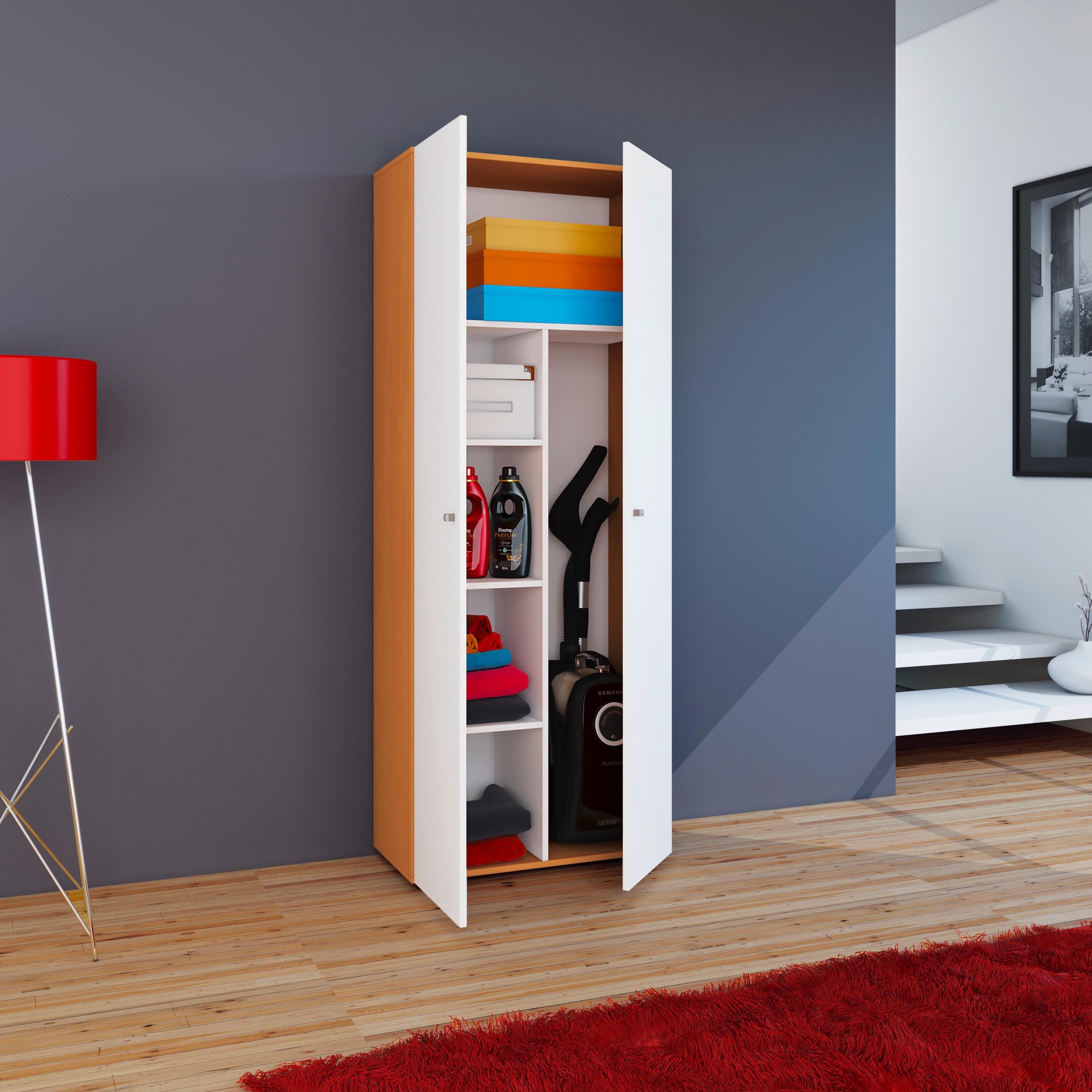 Mehrzweckschrank Vandol Braun/Weiß/Buche Dekor B: 70cm - Buchefarben/Braun, Design, Holzwerkstoff (70/178/39cm) - MID.YOU