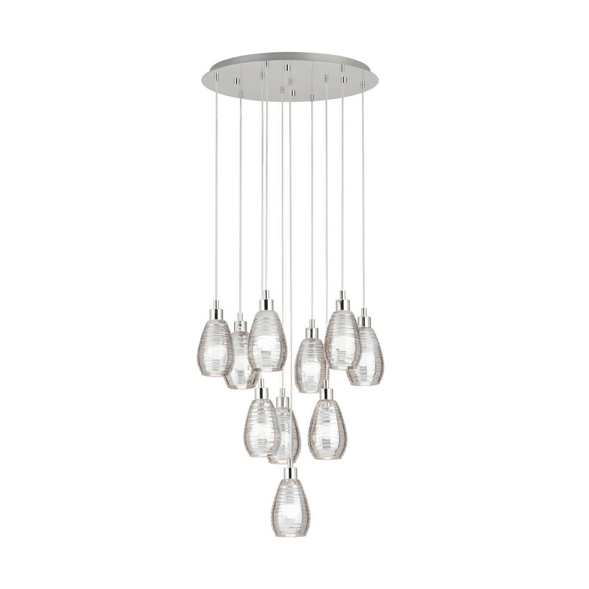 Hängeleuchte Siracusa Weiß Chromfarben D: 61,5 cm - Chromfarben/Weiß, Design, Glas/Metall (61,5/150cm) - Eglo