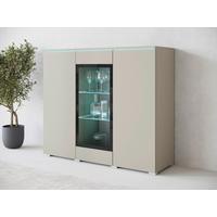Highboard Vera 120 Vera 120 - Kaschmir/Beige, Trend, Glas/Holzwerkstoff (120/103,3/39,5cm) - P & B