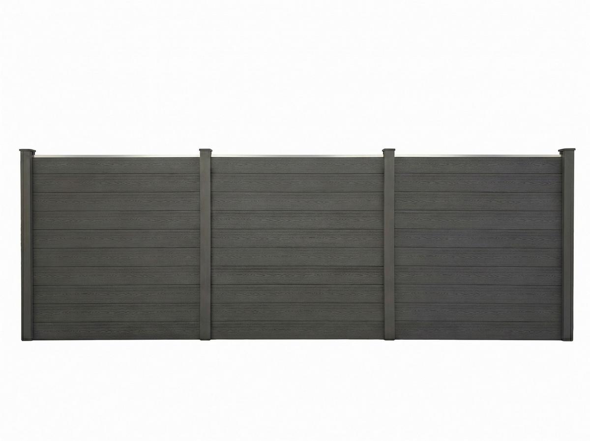 WPC Zaunpaket 5 Elemente, 6 Pfosten, einfaches Stecksystem - Anthrazit, KONVENTIONELL, Holzwerkstoff (910/185/10cm) - Prestige Home