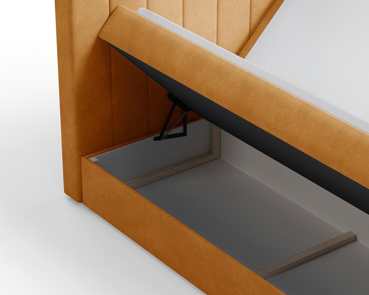 Boxbett Lila mit Topper 180x200 - Currygelb/Schwarz, MODERN, Holz/Kunststoff (180/200cm) - Livetastic