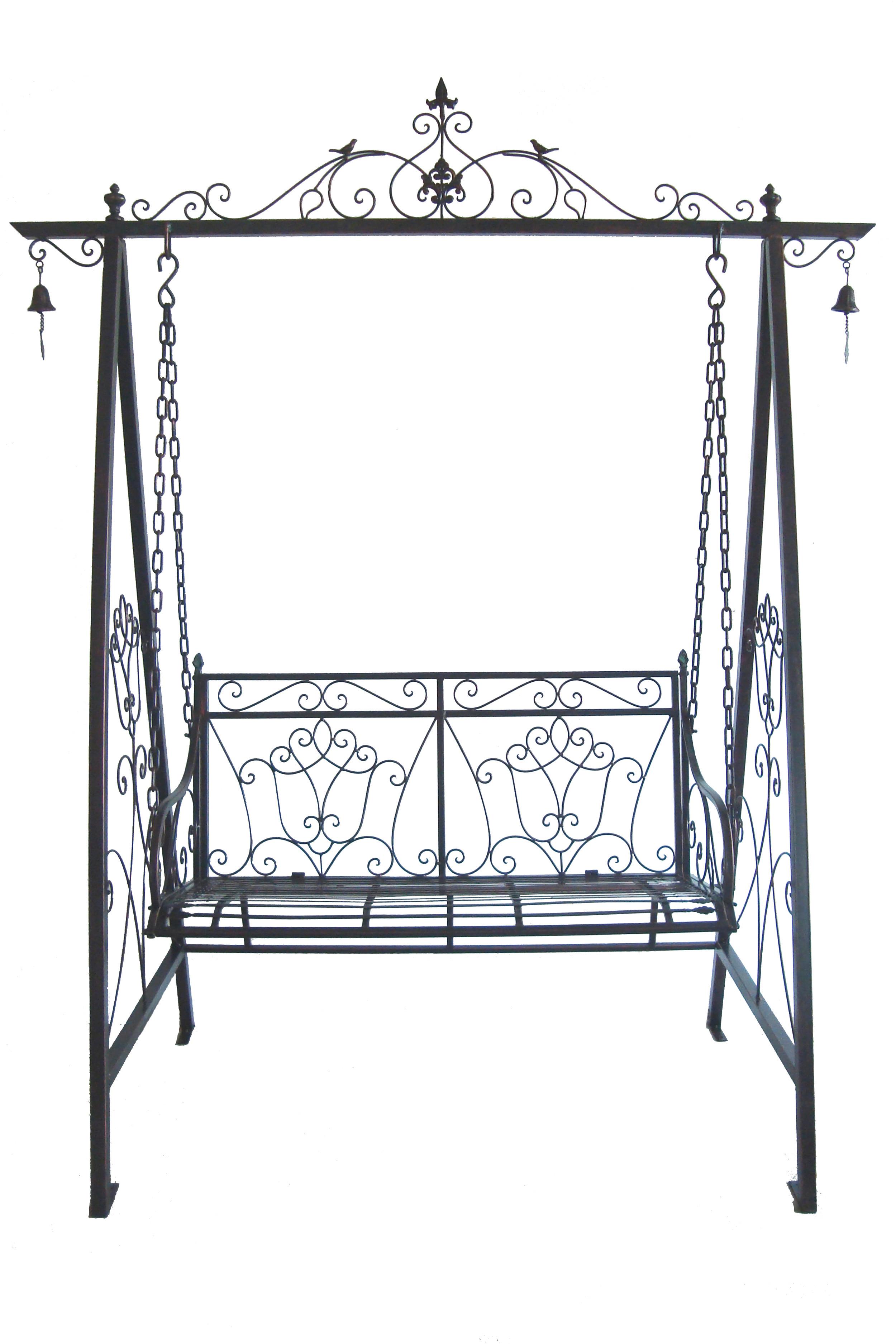 Hollywoodschaukel Kari - Schwarzbraun/Rostfarben, Basics, Metall (178/220/89,5cm) - Gardenson