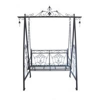 Hollywoodschaukel Kari - Schwarzbraun/Rostfarben, Basics, Metall (178/220/89,5cm) - Gardenson