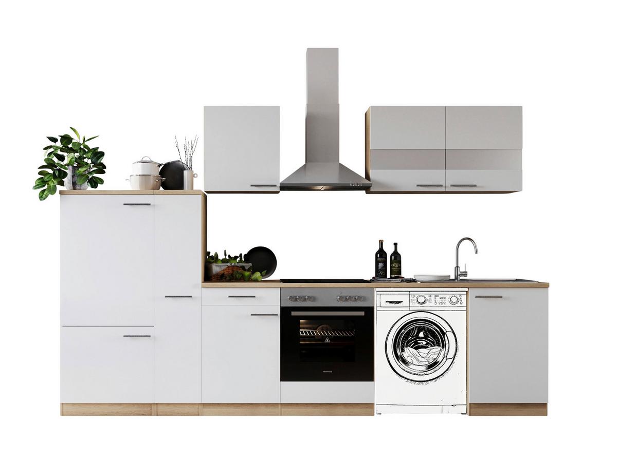 Küchenblock Merle Weiß B: 310 cm - Eichefarben/Weiß, Basics, Glas/Holzwerkstoff (310cm) - Respekta