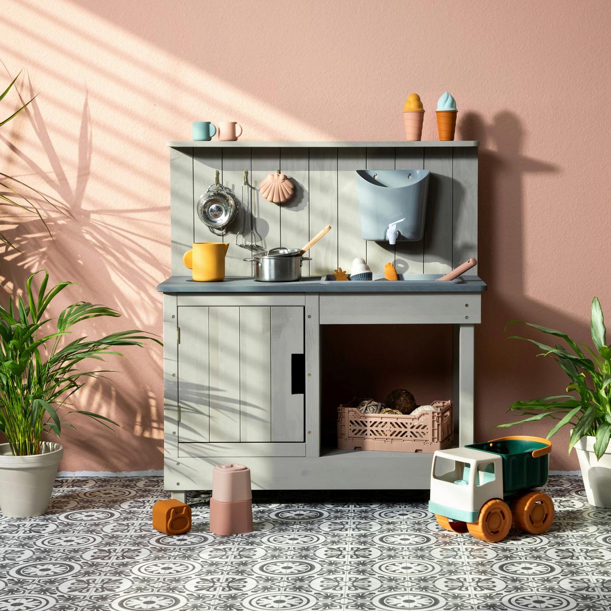 Matschküche Muddy Buddy - Hellgrau, Basics, Holz (80/40/90cm) - MUDDY BUDDY